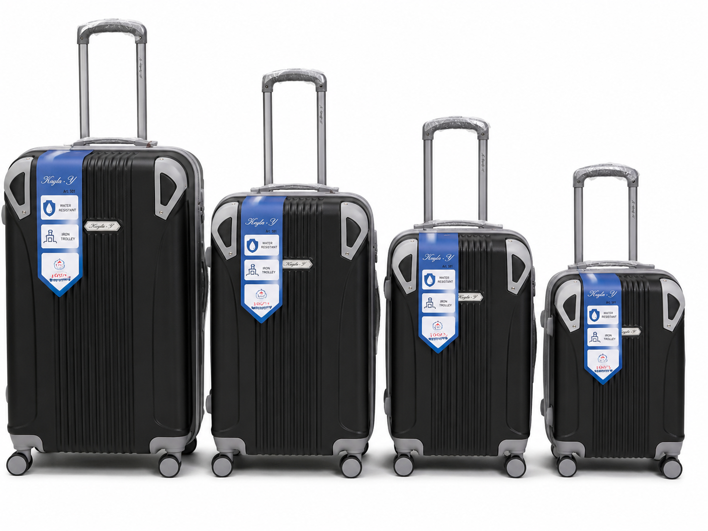 Set 4 Valigie Rigide ABS – Trolley 4 Pezzi con Ruote Girevoli 360°, Manico Telescopico, Ruote Removibili su Valigia Grande e Piccola, Valigie Impilabili 4
