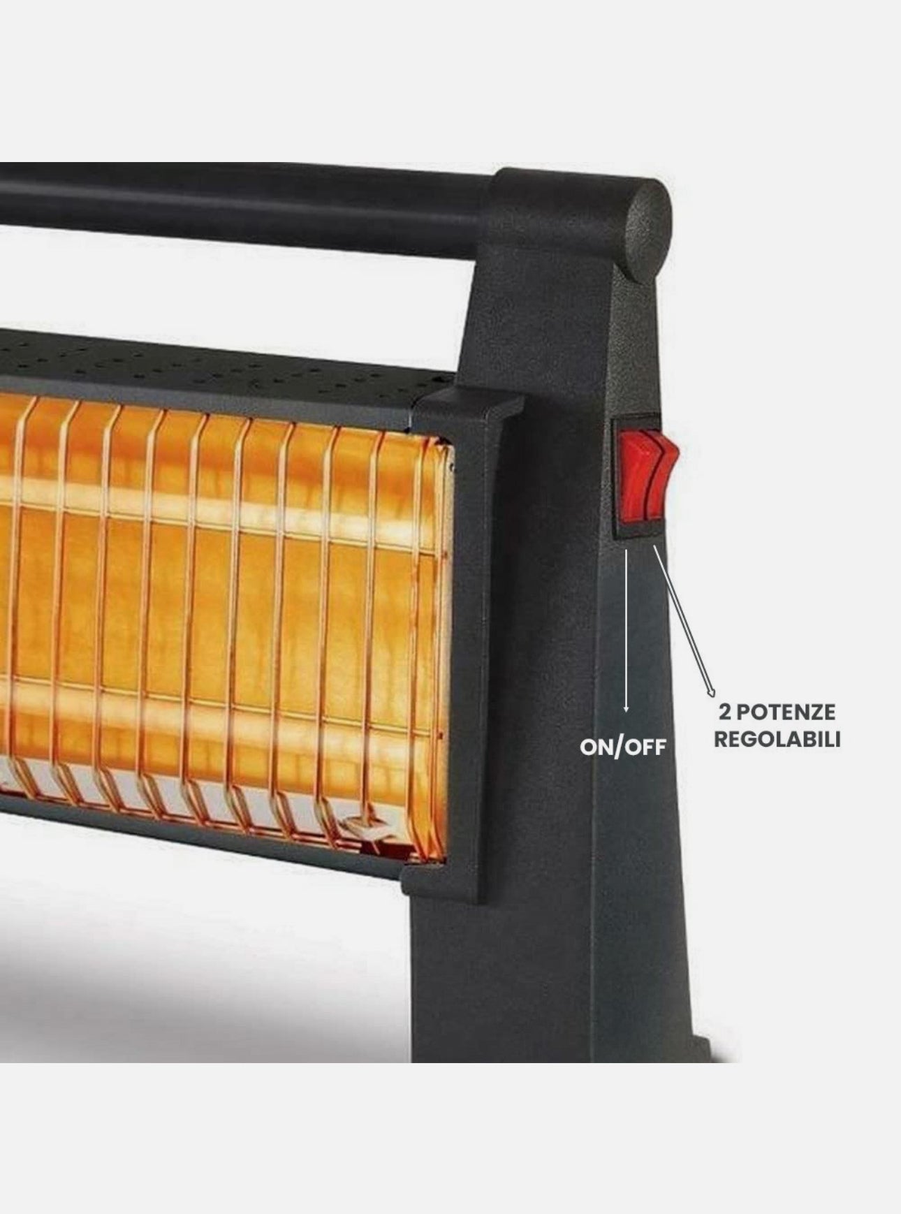 Stufa al Quarzo Elettrica Due Elementi ad Infrarossi Potenza Regolabile 1500W