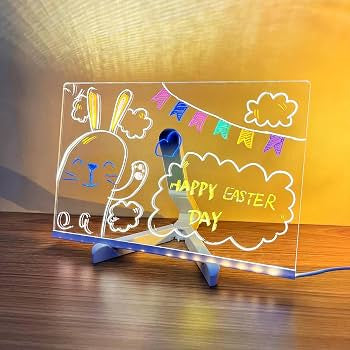 Lavagna luminosa in acrilico con 7 colori Penna/Stand, Lavagna Memo LED cancellabile, Arte Creativa Words Desktop Illuminato, lavagna magic note per ufficio Cafe School Casa(30 * 20cm) 4