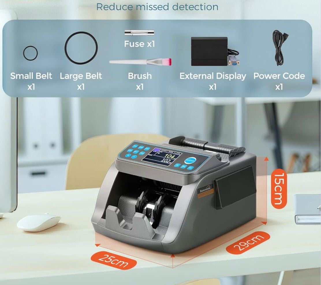 Bonvoisin Conta Banconote Professionale, Conteggio del Valore per Denominazioni Miste in EUR, Macchina Conta Soldi con Rivelazione di Falsi UV/MG/IR/MT/DD, Contabanconote 1000 Banconote/Min (EU)