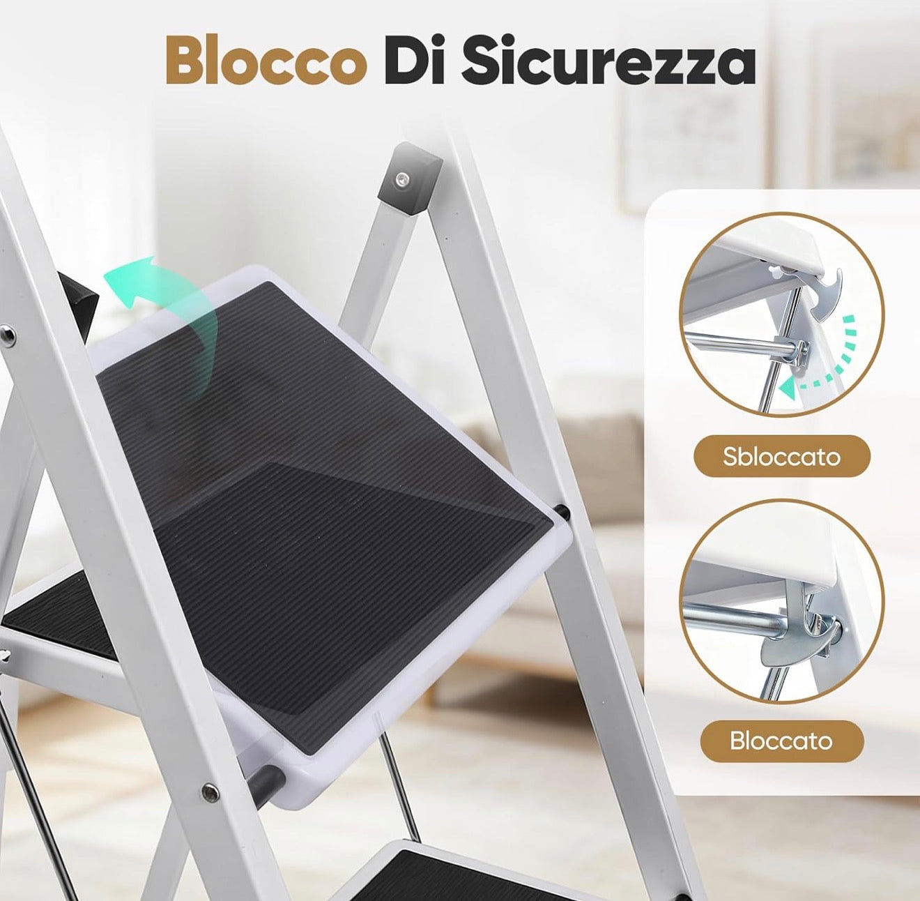 Scala Domestica 3 Gradini con Maniglione | Antiscivolo | 150 Kg 6