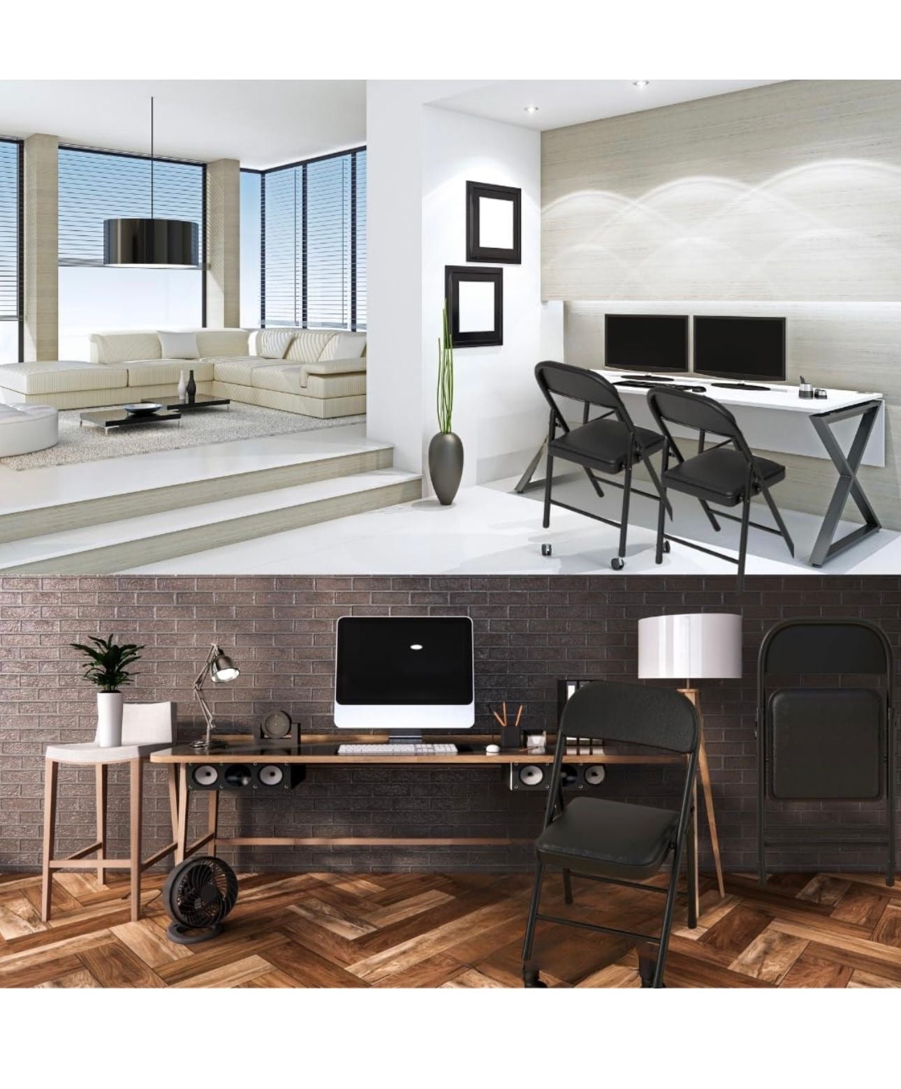 Sedia Pieghevole Salvaspazio, Sedia da Scrivania per L'ufficio con Imbottitura, Ideale per Esterno con Robusta Struttura in Metallo, Portata 140 kg