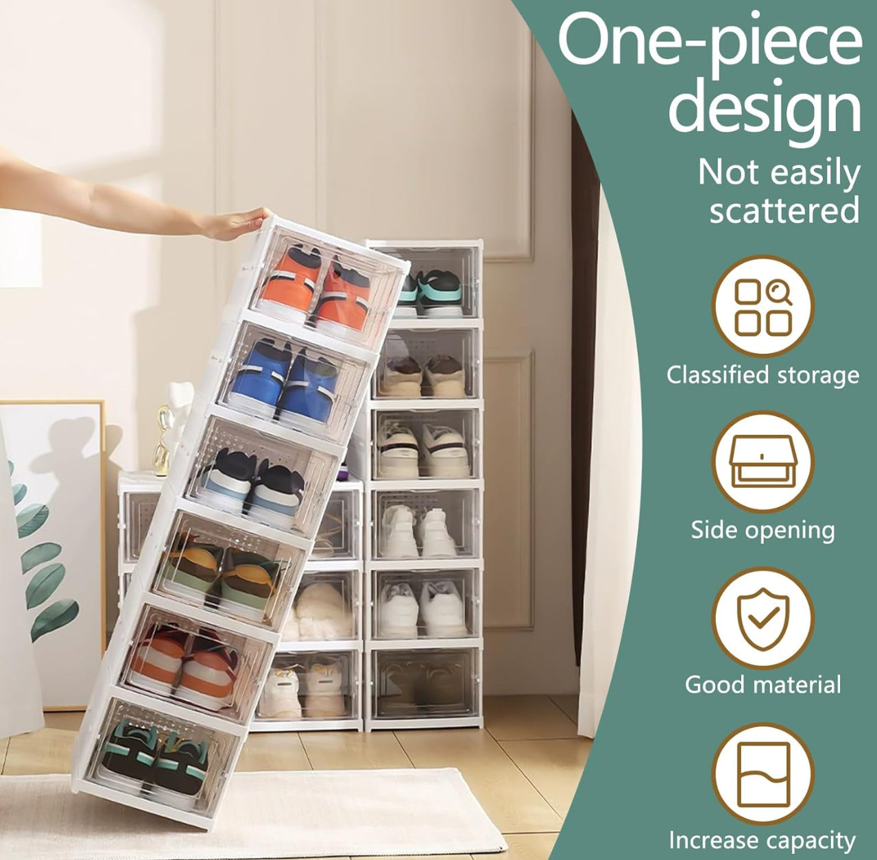 Wuciray Scatole Scarpe Porta Trasparenti 6 Piani Pieghevole Contenitori Organizzatore Portascarpe Scarpiera Shoe Box