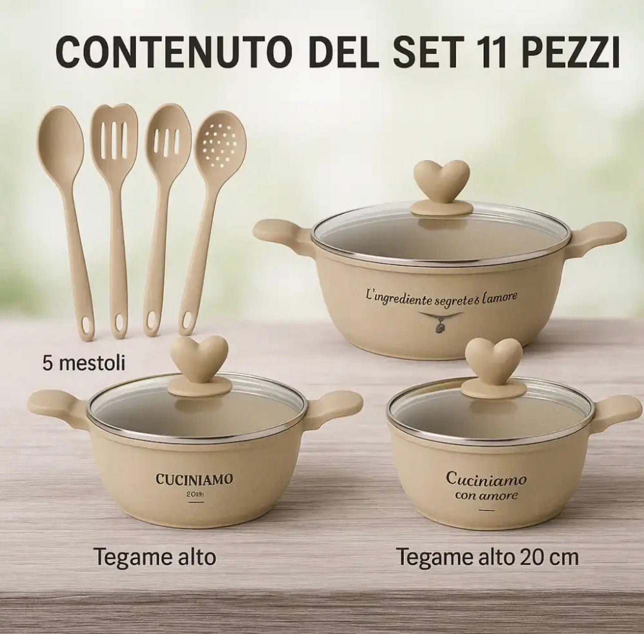 Batteria 11 pezzi con mestoli
