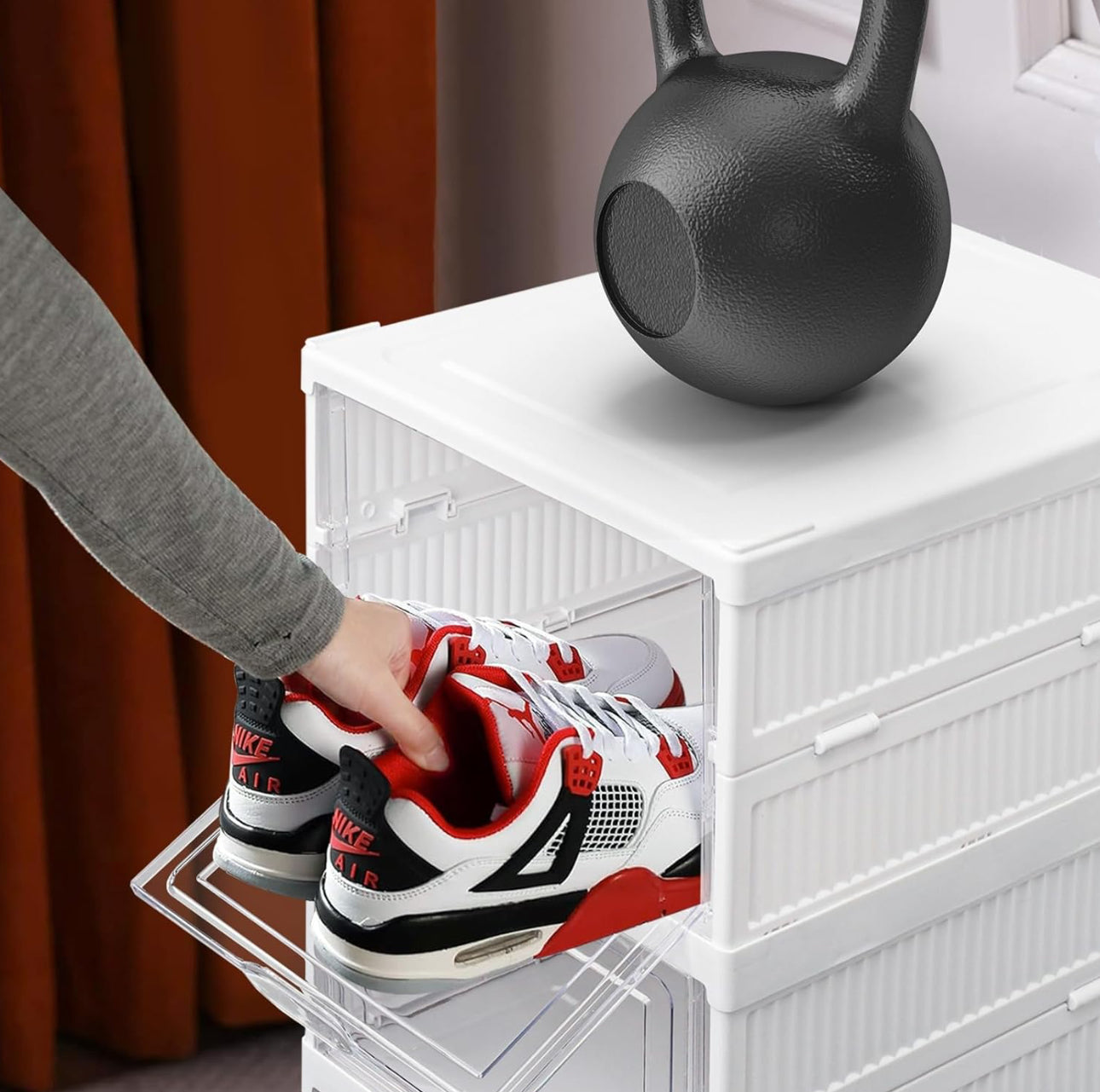 Wuciray Scatole Scarpe Porta Trasparenti 6 Piani Pieghevole Contenitori Organizzatore Portascarpe Scarpiera Shoe Box