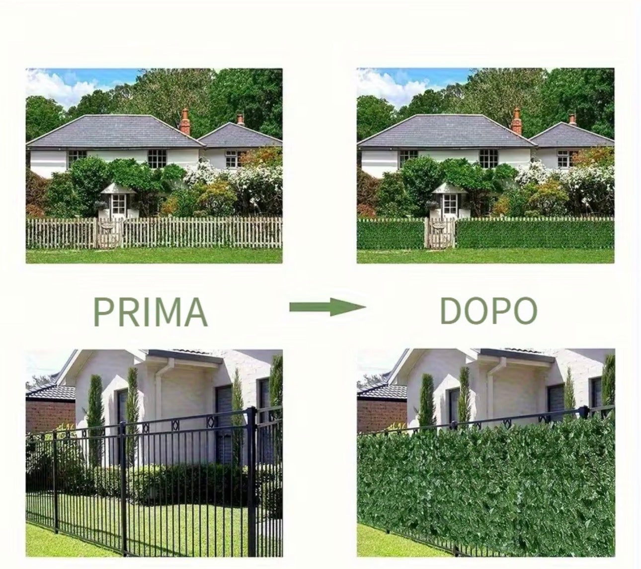 Siepe Artificiale Sintetica 1x3 Metri Rotolo Rete Foglie Edera Verde Per Balcone