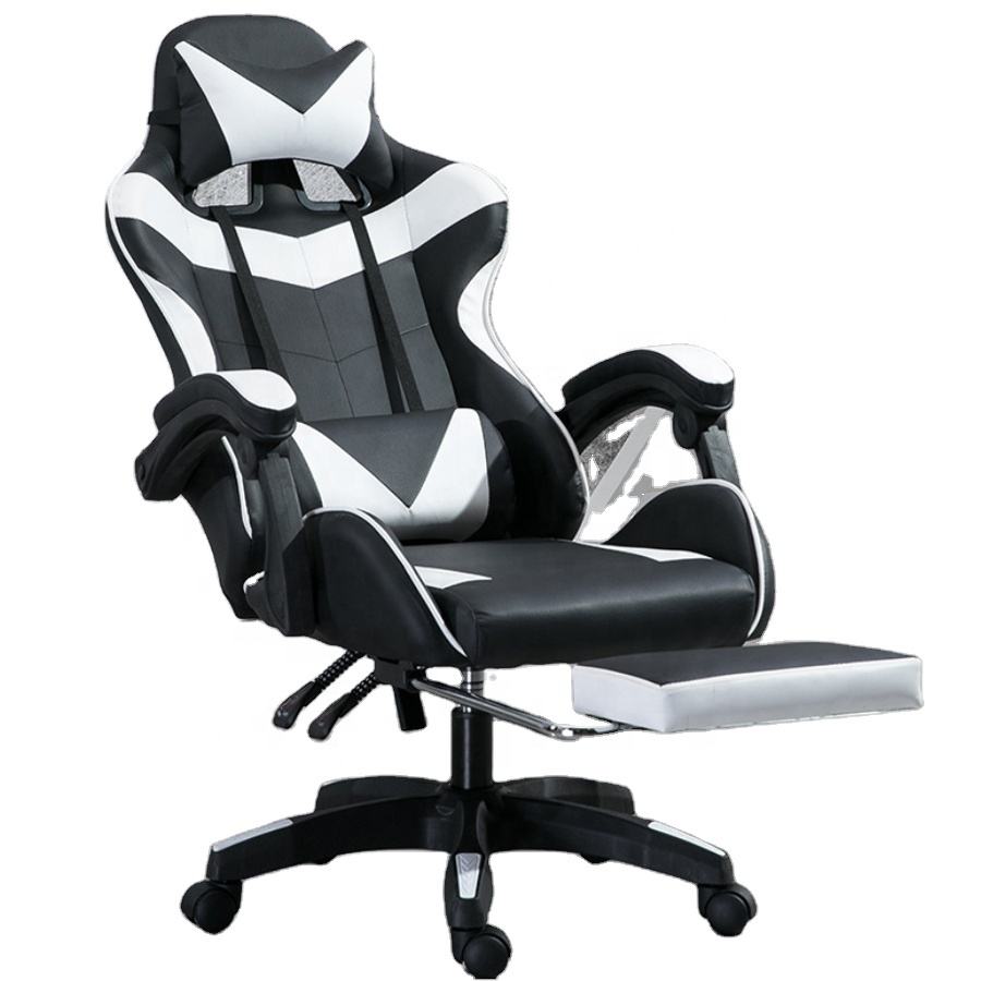 Gaming Ergonomica con Poggiapiedi Estraibile, Sedia da Gaming Reclinabile, Cuscino Cervicale e Supporto Lombare, Braccioli Imbottiti, Sedia da Ufficio per PC e Studio