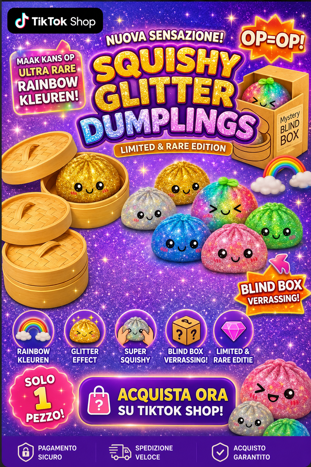 Glitter Dumpling Squishy 1 solo pezzo