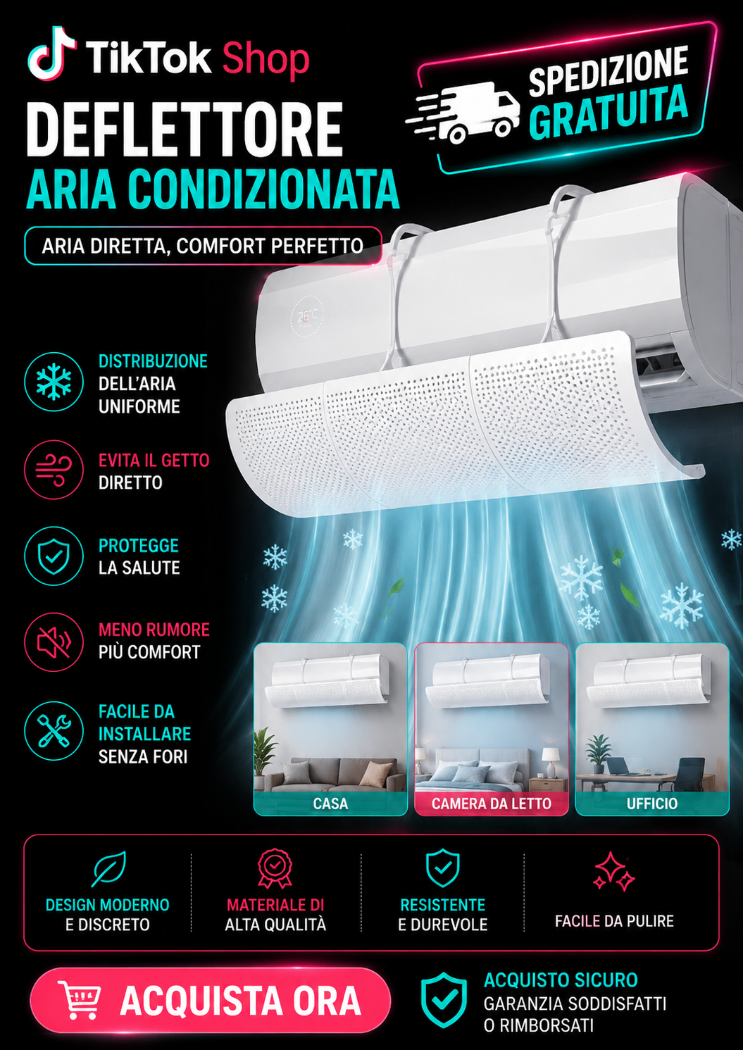 1 Pezzo Deflettore Universale Per Uscita Condizionatore D'aria, Senza Bisogno Di Installazione, Tipo Appendibile