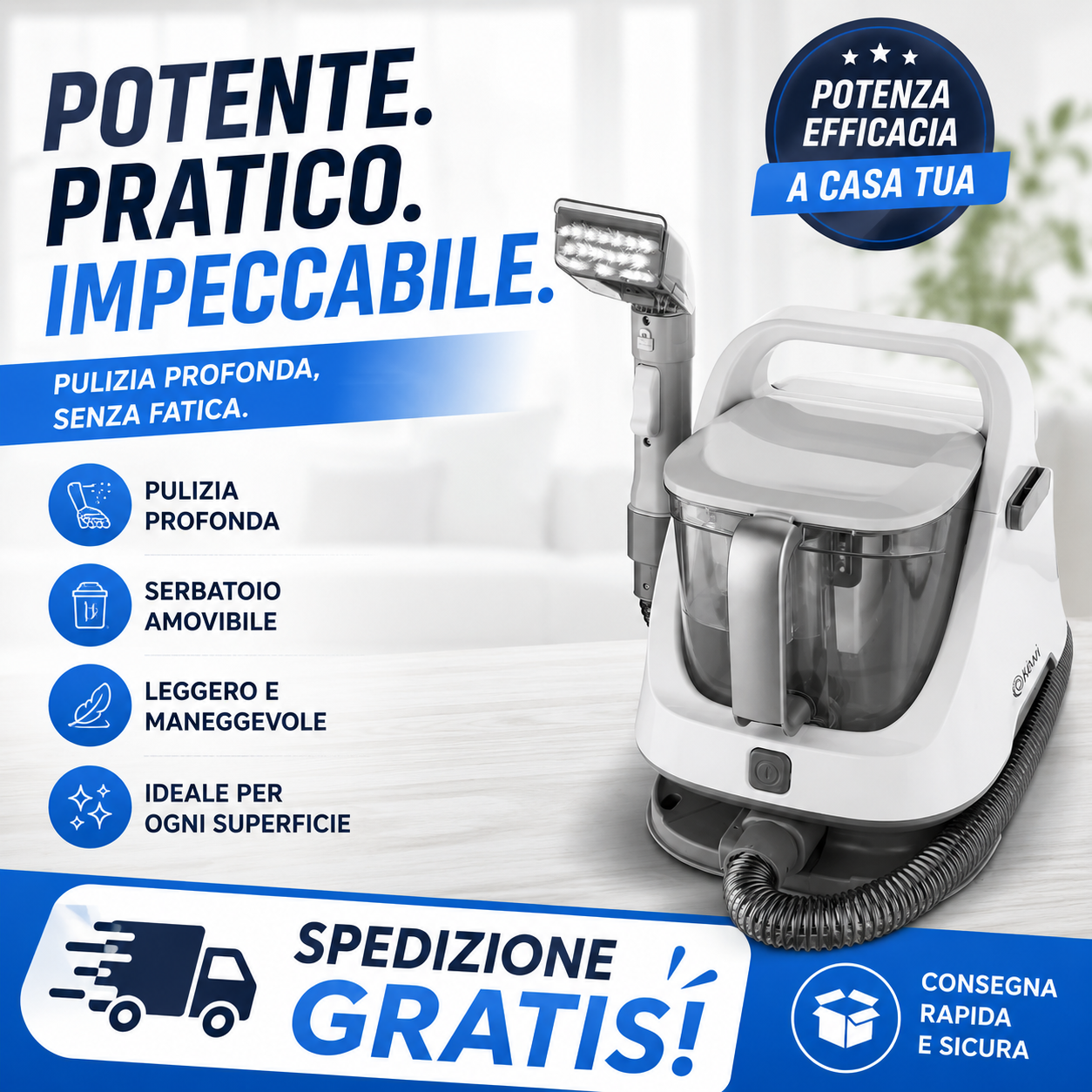 Pulitore per tappezzerie bianco