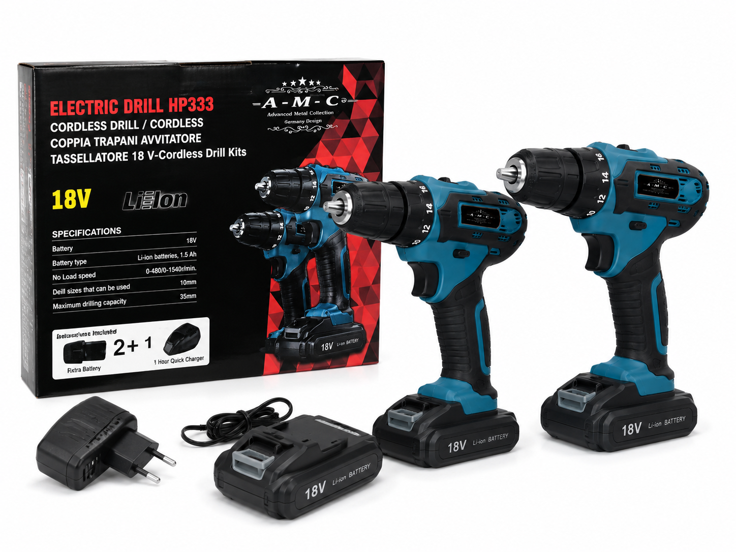 Trapano Avvitatore a Batteria 18V HP333 – Kit Completo con 2 Batterie Li-Ion e Valigetta 2