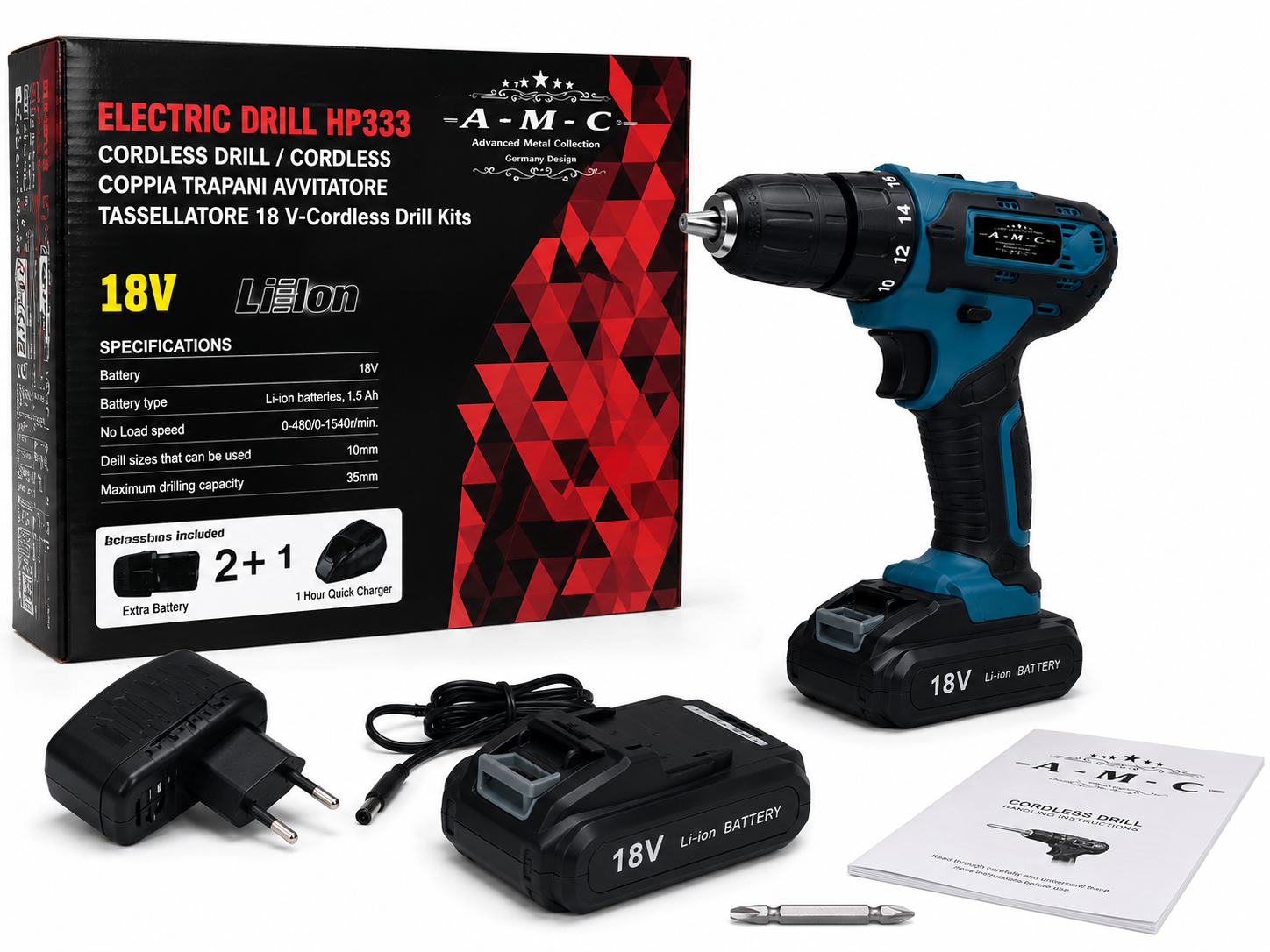 Trapano Avvitatore a Batteria 18V HP333 – Kit Completo con 2 Batterie Li-Ion e Valigetta 3