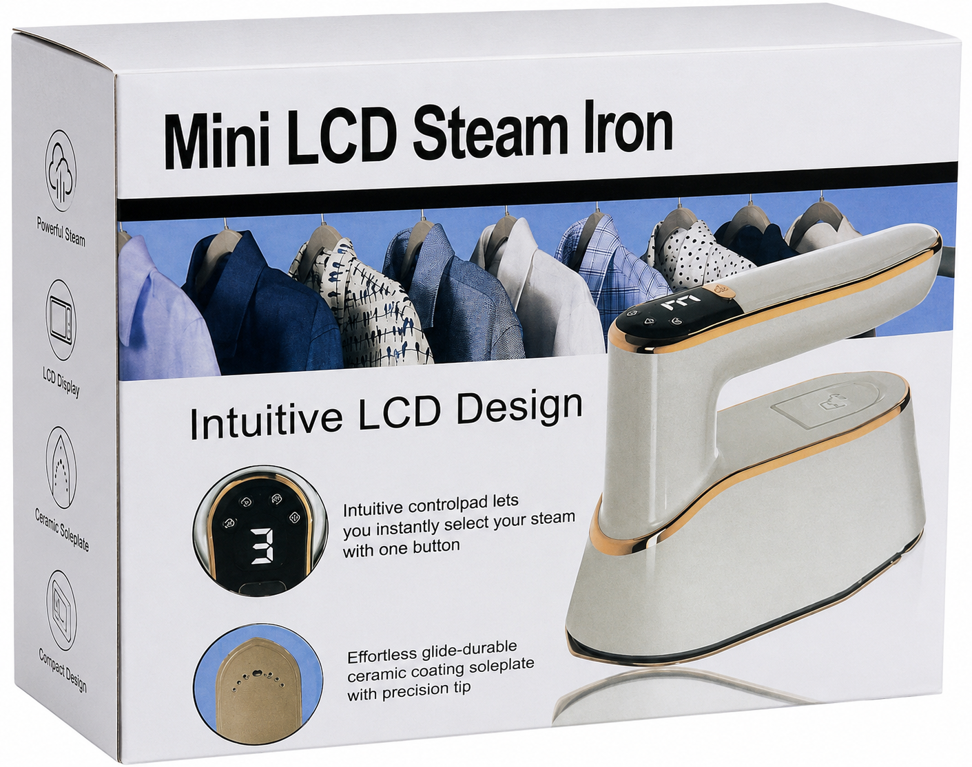 Mini Ferro da Stiro a Vapore LCD Compatto, Potente e Sempre Pronto 1