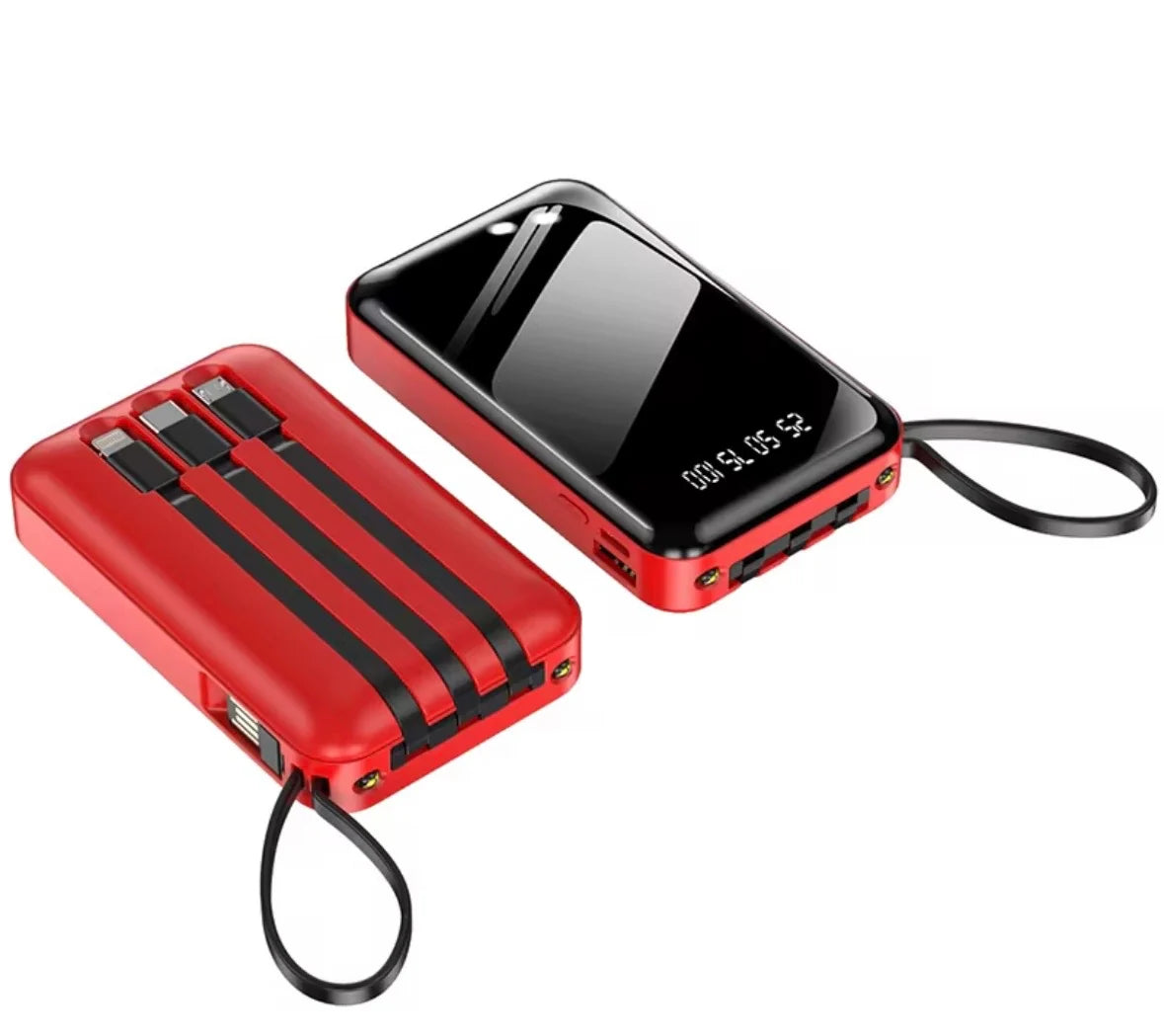 Power Bank 20000 mAh con Cavi Integrati, Batteria Esterna Portatile con Display LED, USB-C, Lightning e Micro USB, Ricarica Rapida 3
