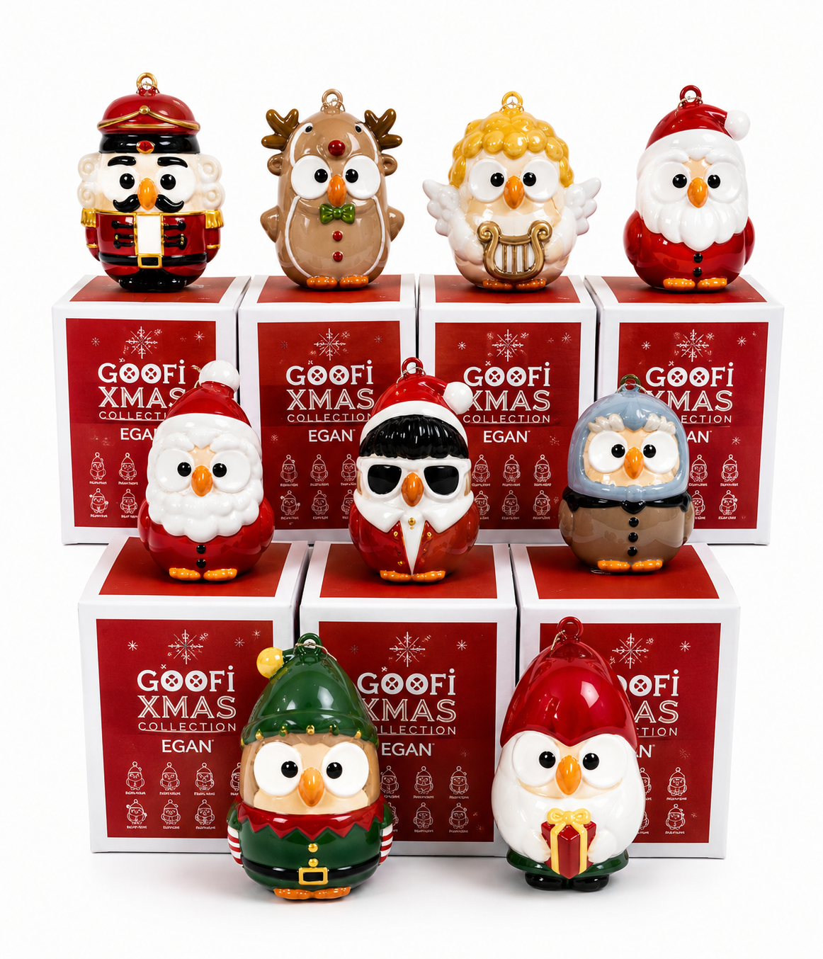 Collezione Decorazioni Natalizie in Ceramica – 24 Pezzi Assortiti, Personaggi Natalizi da Appendere, Modellati e Decorati a Mano, Addobbi per Albero di Natale e Casa