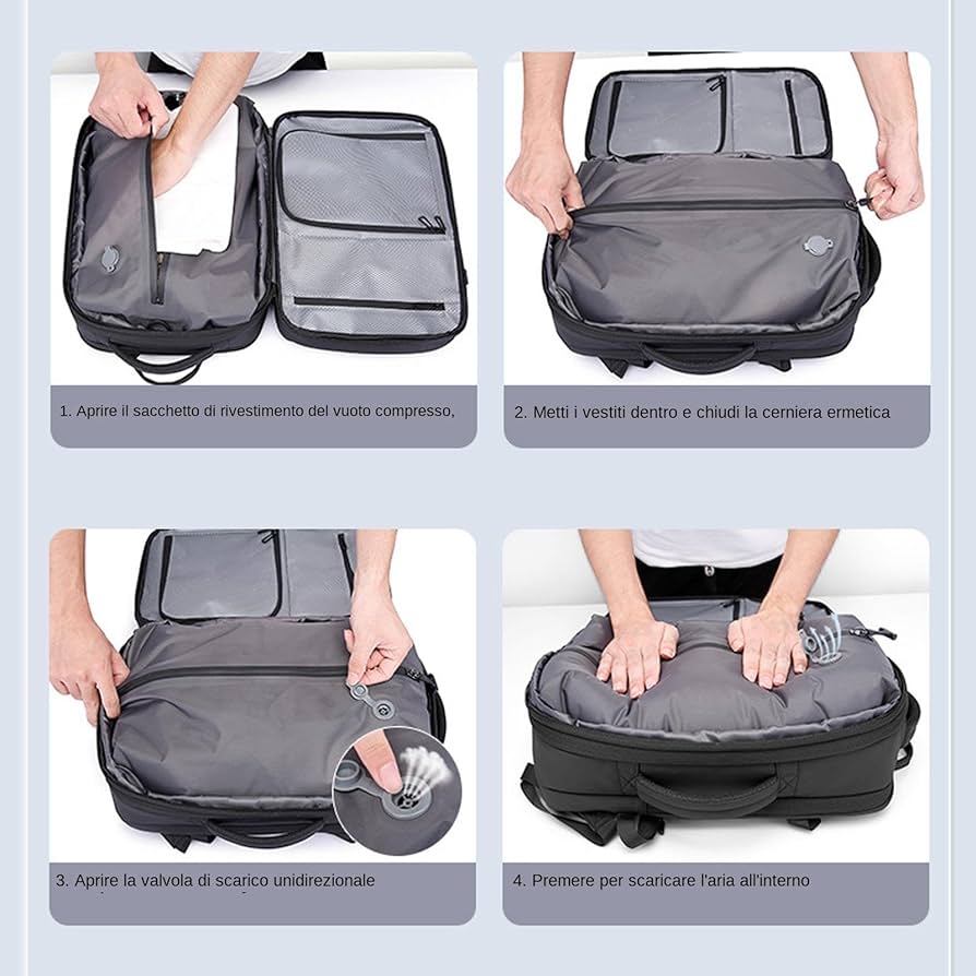 Zaino da viaggio, baci abbracci sotto vuoto