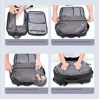 Zaino da viaggio, baci abbracci sotto vuoto