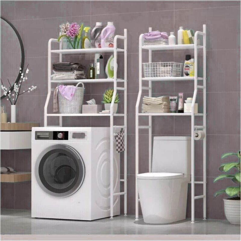 Scaffale Bagno Sopra Lavatrice 155x65x25 3 Ripiani Mobile bianco  Salvaspazio 3