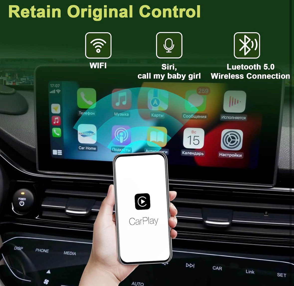 Adattatore Carplay & Android Auto Wireless 2 IN 1,Mini Carplay Wireless