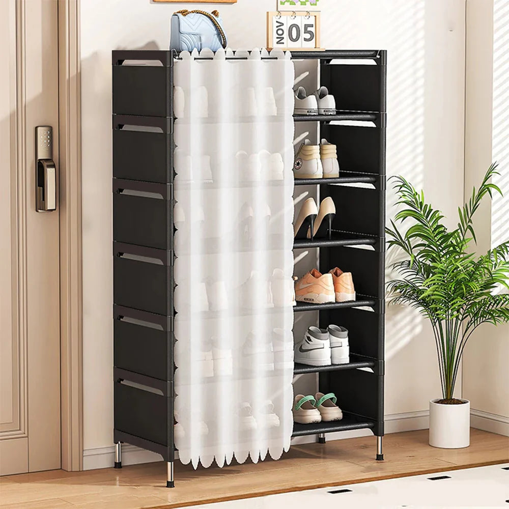 Scarpiera 7 ripiani con tende