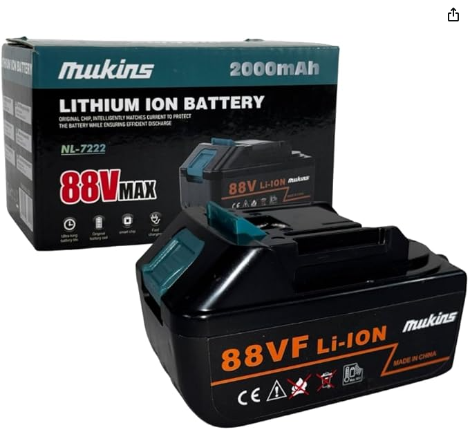 Batteria 88VF 2000mAh, Batteria di Ricambio al Litio per Forbice Potatura, Motoseghe, Trapano, Avvitatore, Altri Attrezzi da Giardino, 88V, Compatibile con Asta Prolunga 5