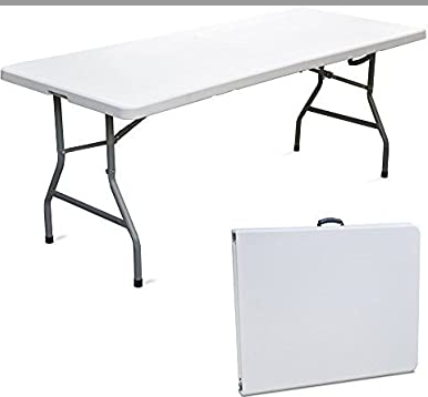 Tavolo Pieghevole 180 x 73 cm in PVC – Tavolo Richiudibile Portatile con Valigetta, Struttura in Metallo, per Feste, Catering, Campeggio, Giardino e Mercatini 5