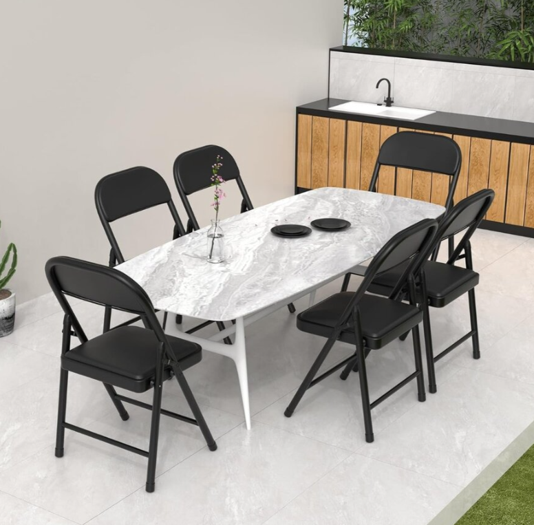 Set di 6 Sedie Pieghevoli Salvaspazio con Struttura robusta in metallo 5