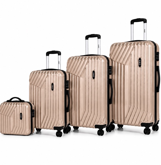 Set 4 Valigie da Viaggio Rigide + Beauty Case Trolley 4 Ruote 360 con Chiusura 3