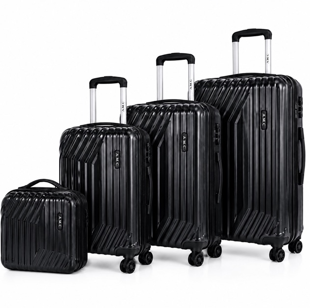 Set 4 Valigie da Viaggio Rigide + Beauty Case Trolley 4 Ruote 360 con Chiusura 6