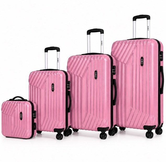 Set 4 Valigie da Viaggio Rigide + Beauty Case Trolley 4 Ruote 360 con Chiusura 7