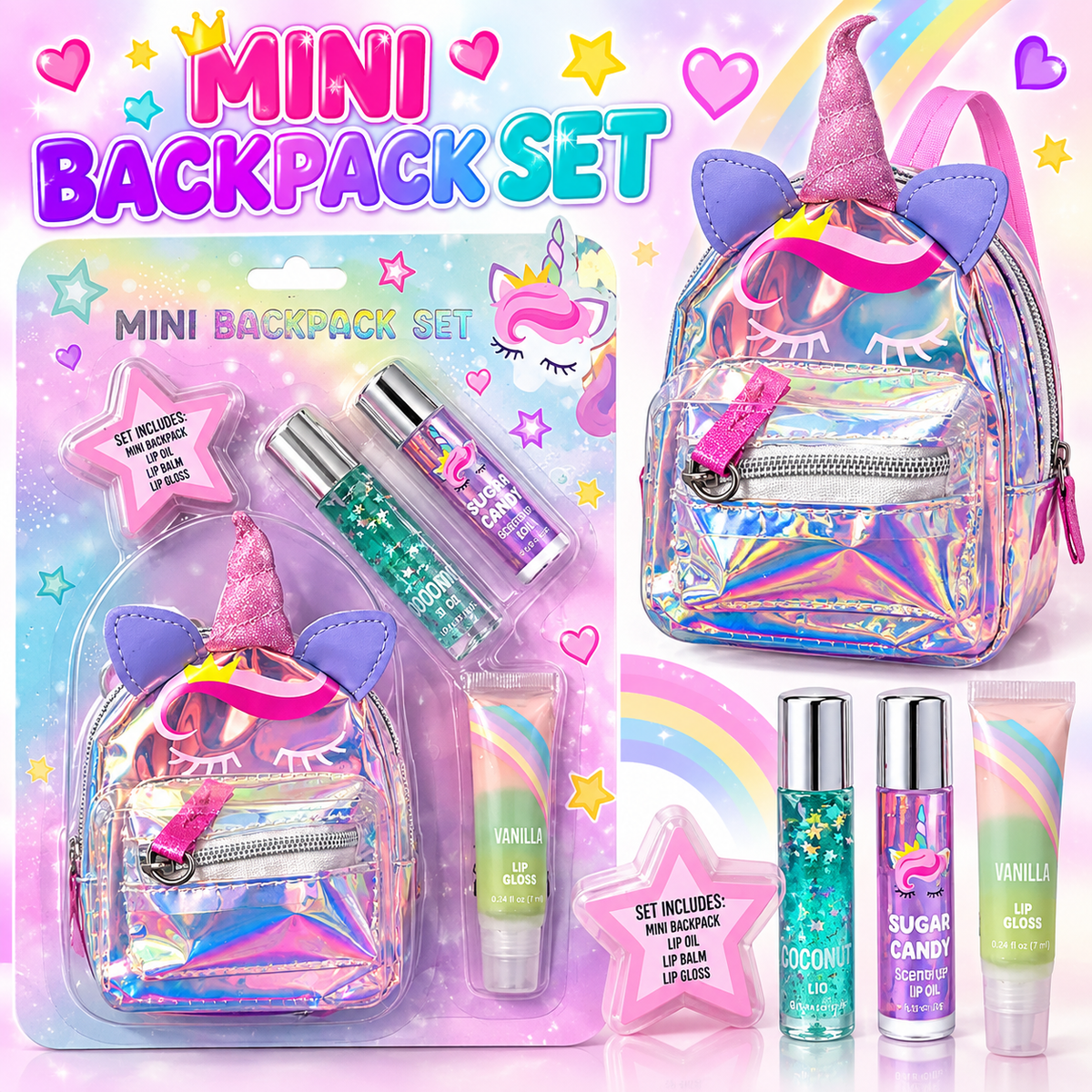 Mini Zaino Unicorno Bambina – Set Beauty e Trucco 1