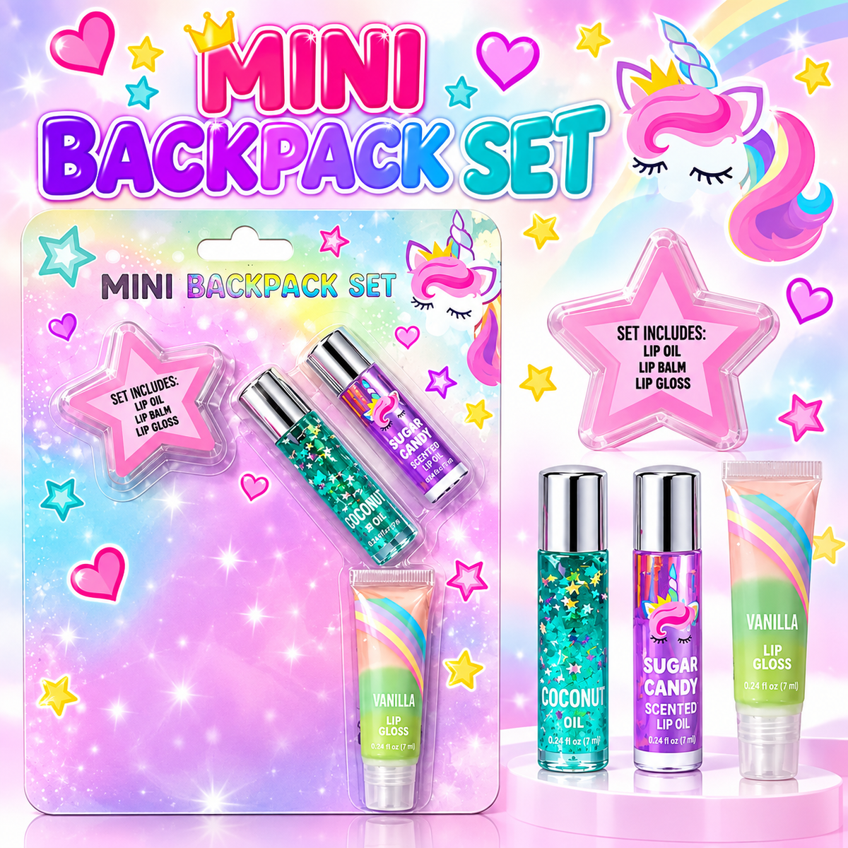 Mini Zaino Unicorno Bambina – Set Beauty e Trucco 3