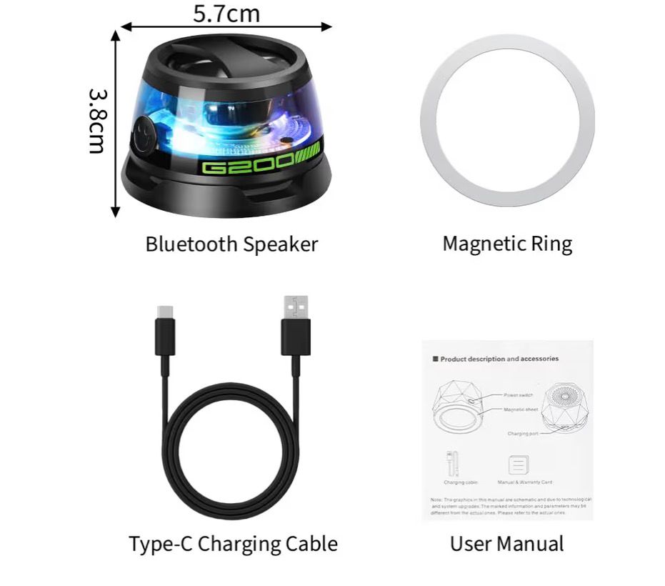 Altoparlante magnetico Bluetooth, G200 Altoparlante wireless 5