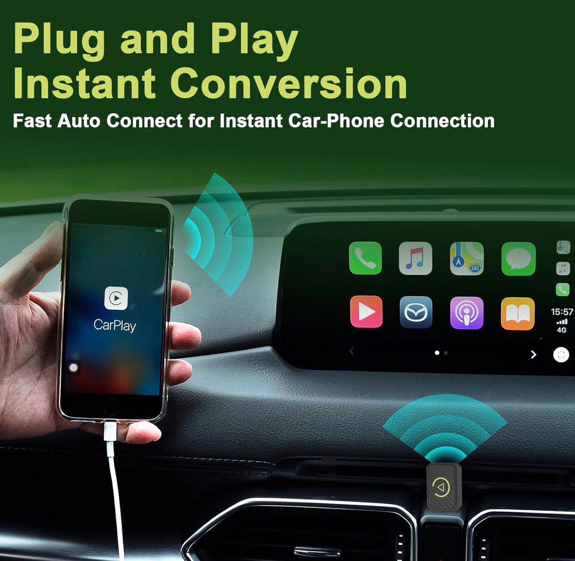 Adattatore Carplay & Android Auto Wireless 2 IN 1,Mini Carplay Wireless 2