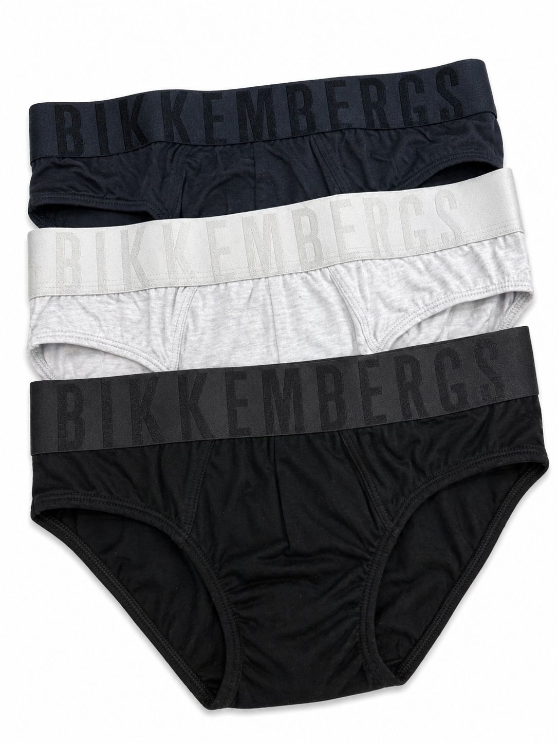 Bikkembergs Underwear 3 Slip Uomo Sportivo | Mix Cotone e Poliammide Elasticizzato | Design Fashion con Logotipo | Colori Assortiti Nero/Grigio