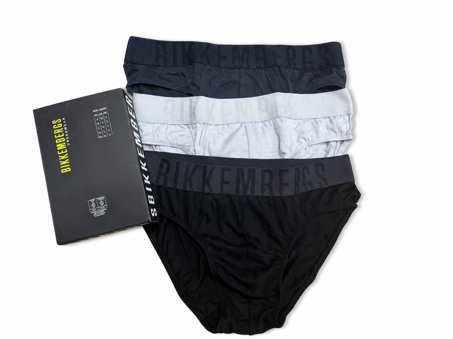 Bikkembergs Underwear 3 Slip Uomo Sportivo | Mix Cotone e Poliammide Elasticizzato | Design Fashion con Logotipo | Colori Assortiti Nero/Grigio