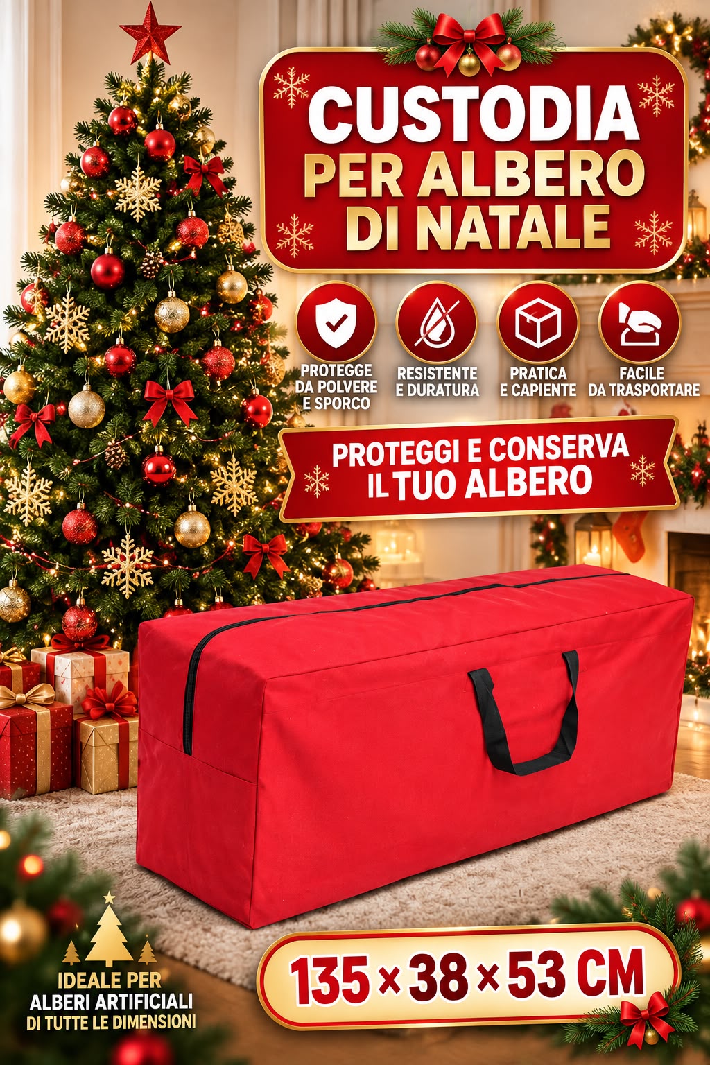 Custodia contenitore box porta per Albero di Natale decorazioni