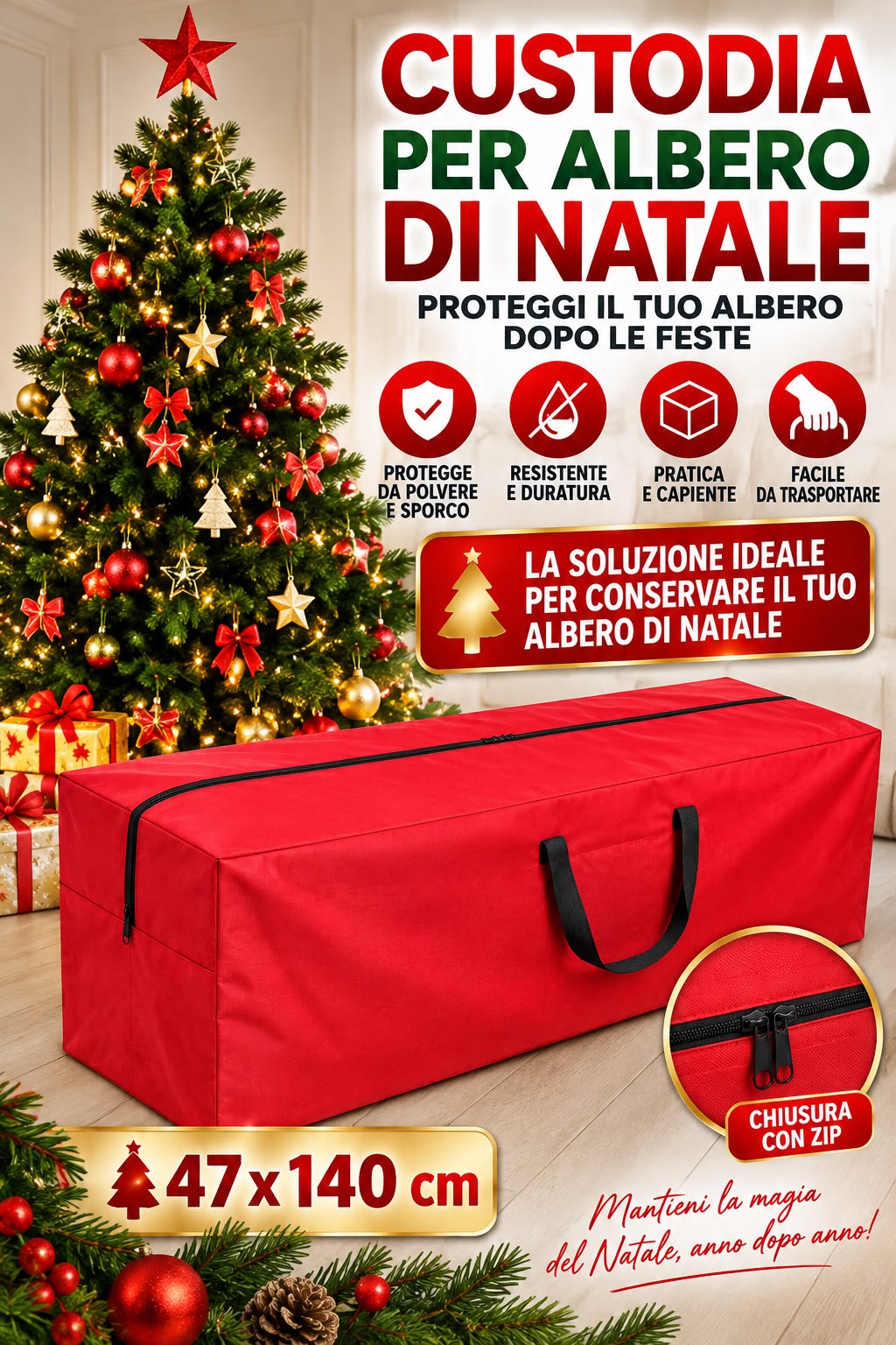 Custodia contenitore box porta per Albero di Natale decorazioni