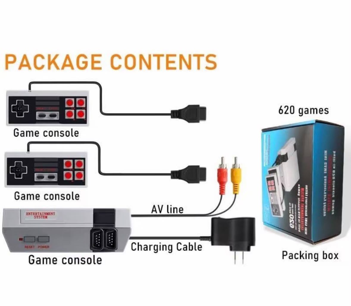 Mini Console Retrò Plug & Play con 2 Controller – Giochi Classici Preinstallati, Collegamento TV AV, Compatta e Ideale per Gioco in Famiglia 4