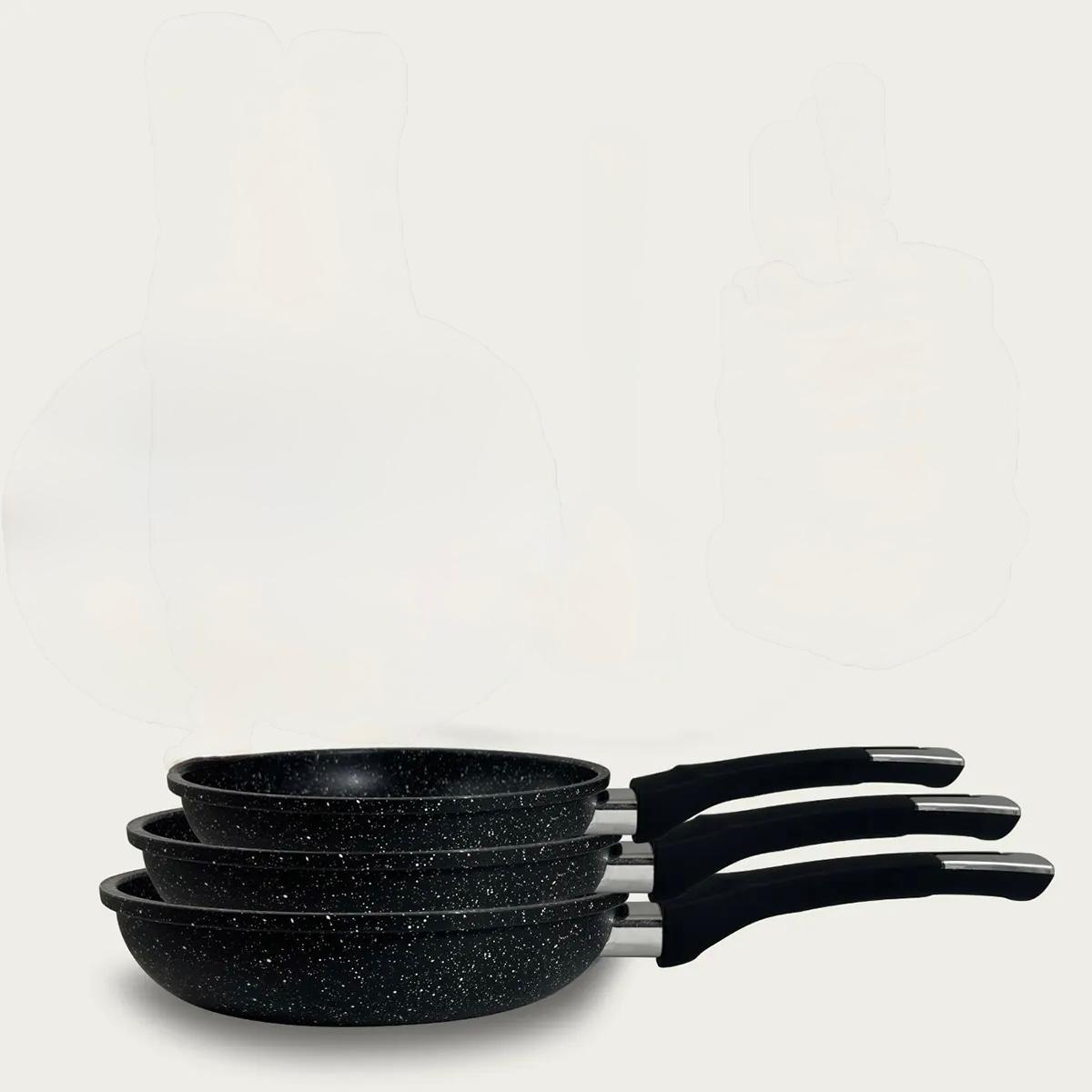 Set 3 padelle con coperchi