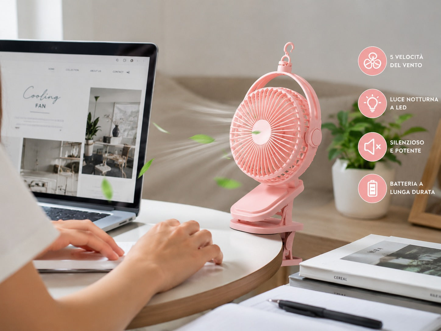 Ventilatore Portatile Multifunzione con Luce LED 4