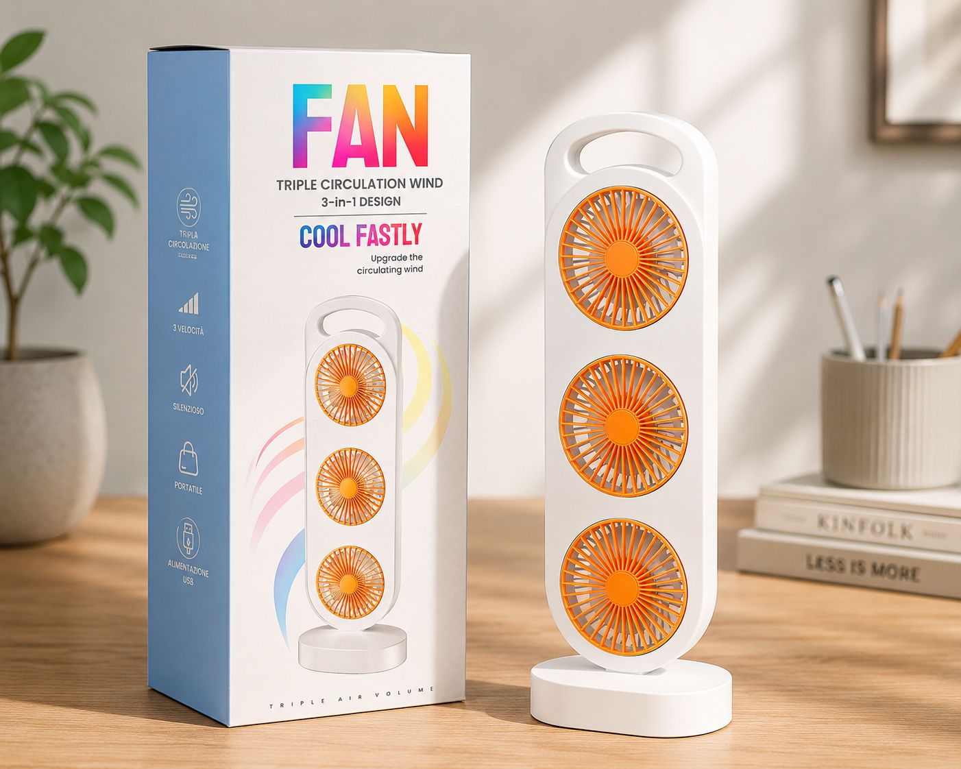 Ventilatore Portatile 3 in 1 a Tripla Ventola 5