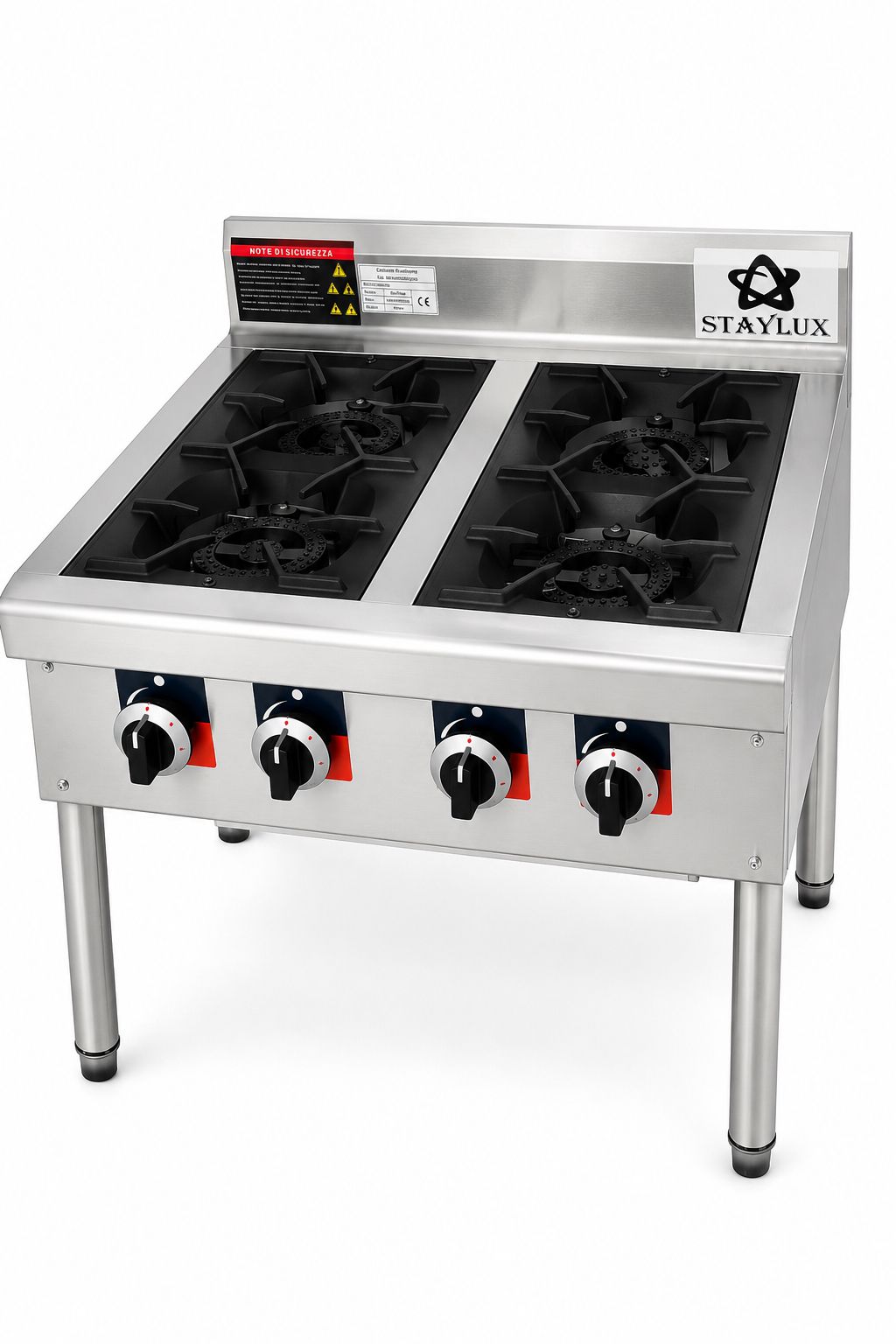 Cucina Professionale a Gas 4 Fuochi Staylux in Acciaio Inox – Potenza e Affidabilità per la Tua Cucina