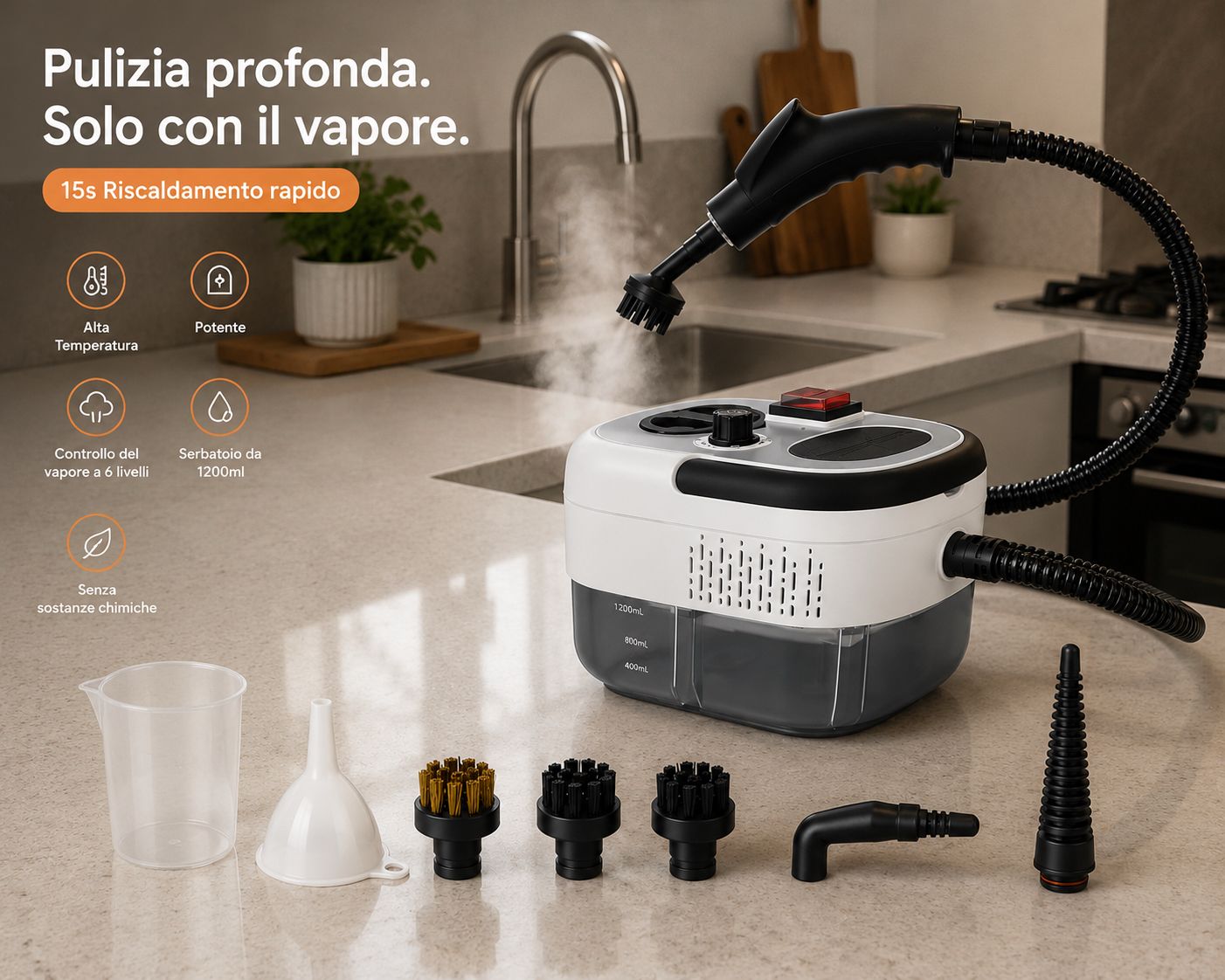 Pulitore a Vapore ad Alta Potenza per la Casa