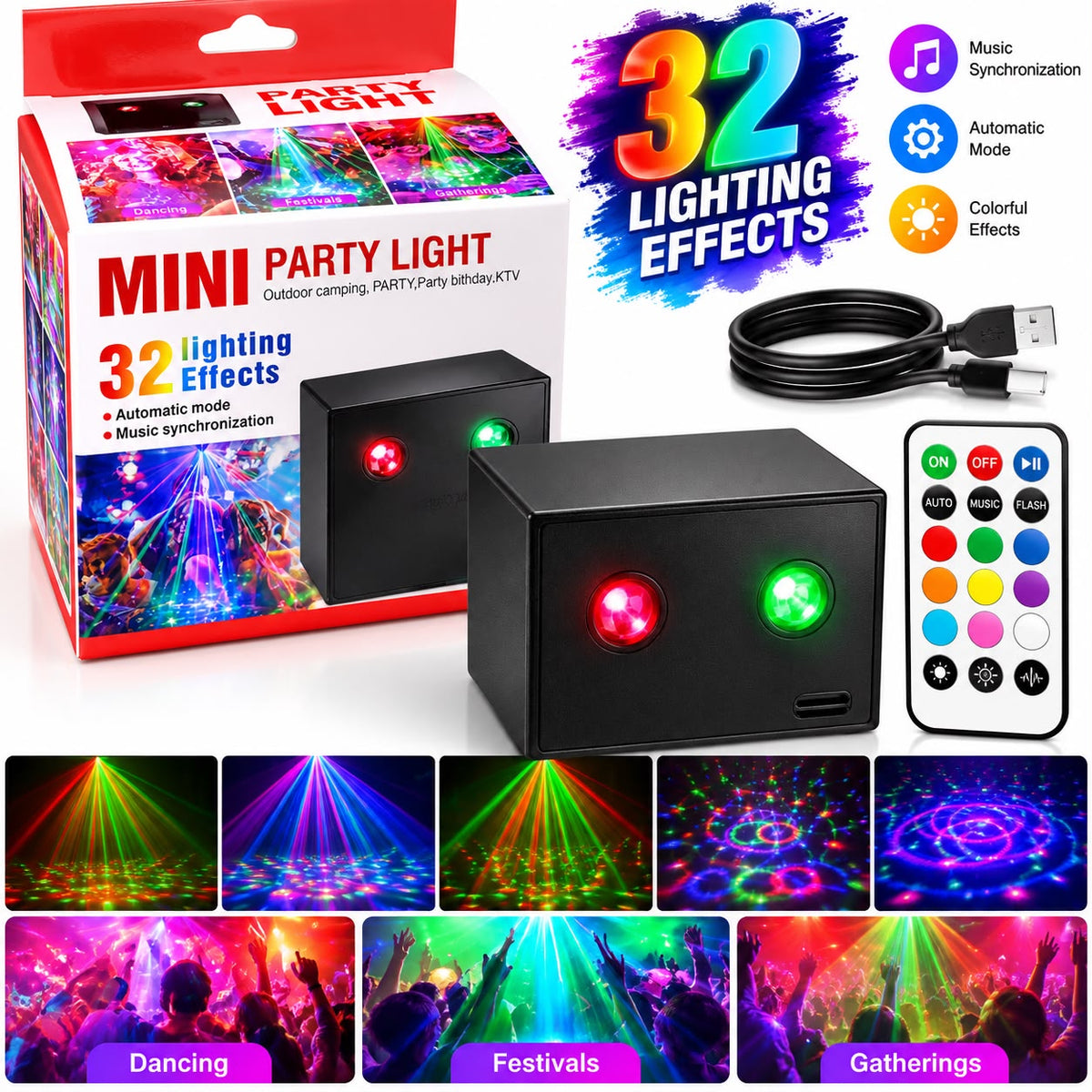 Proiettore Luci Natalizie con 32 Effetti – Mini Proiettore LED per Natale, Casa e Feste 1