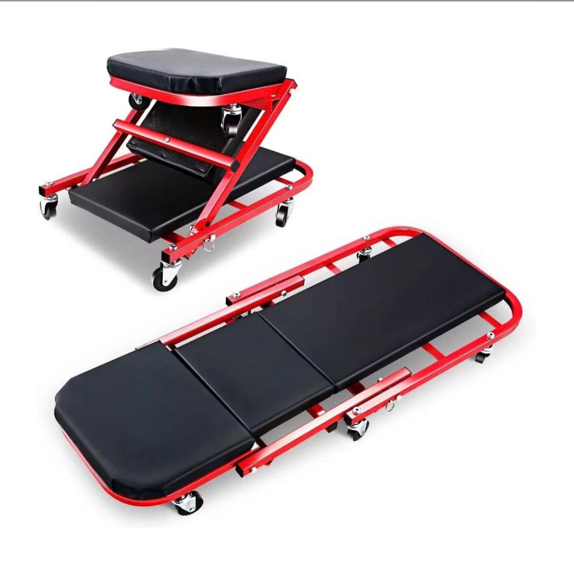 Carrello Sotto Auto 2 in 1 Sgabello da Officina Lettino Riparazioni max 150 kg 3