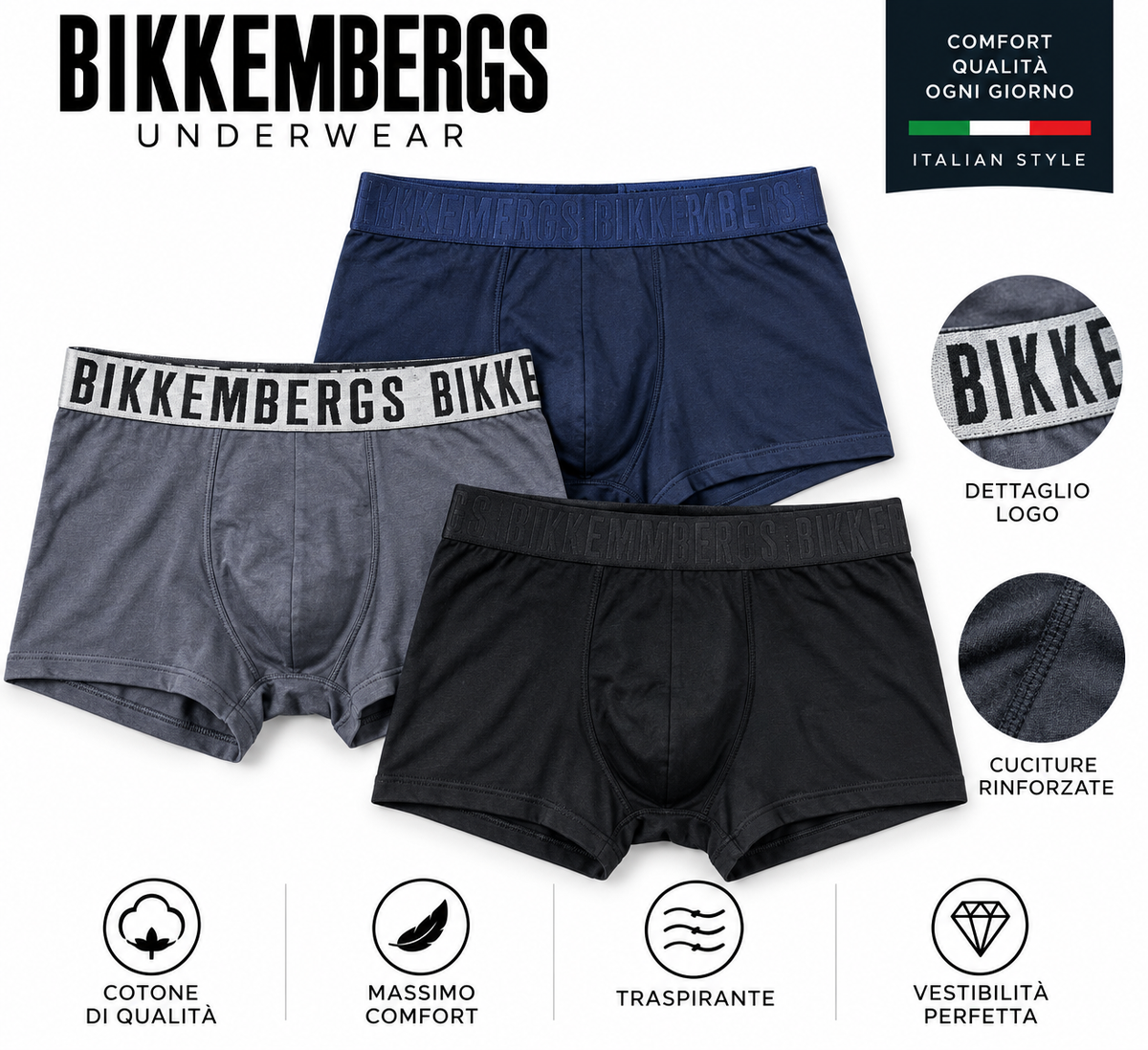 Boxer Uomo Bikkembergs Nero – Intimo Uomo Boxer Elasticizzato – Underwear Uomo Comfort