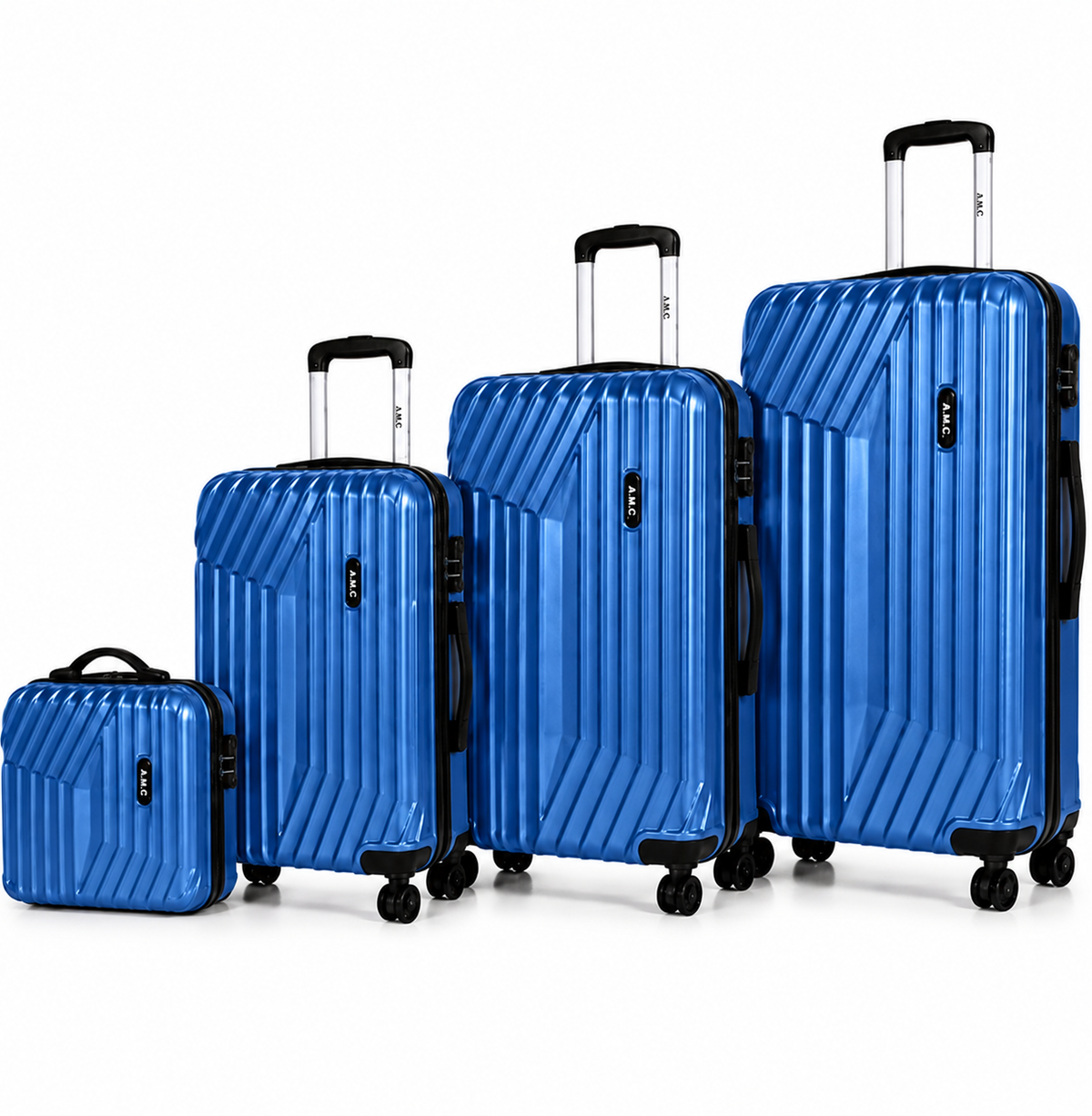Set 4 Valigie da Viaggio Rigide + Beauty Case Trolley 4 Ruote 360 con Chiusura 2