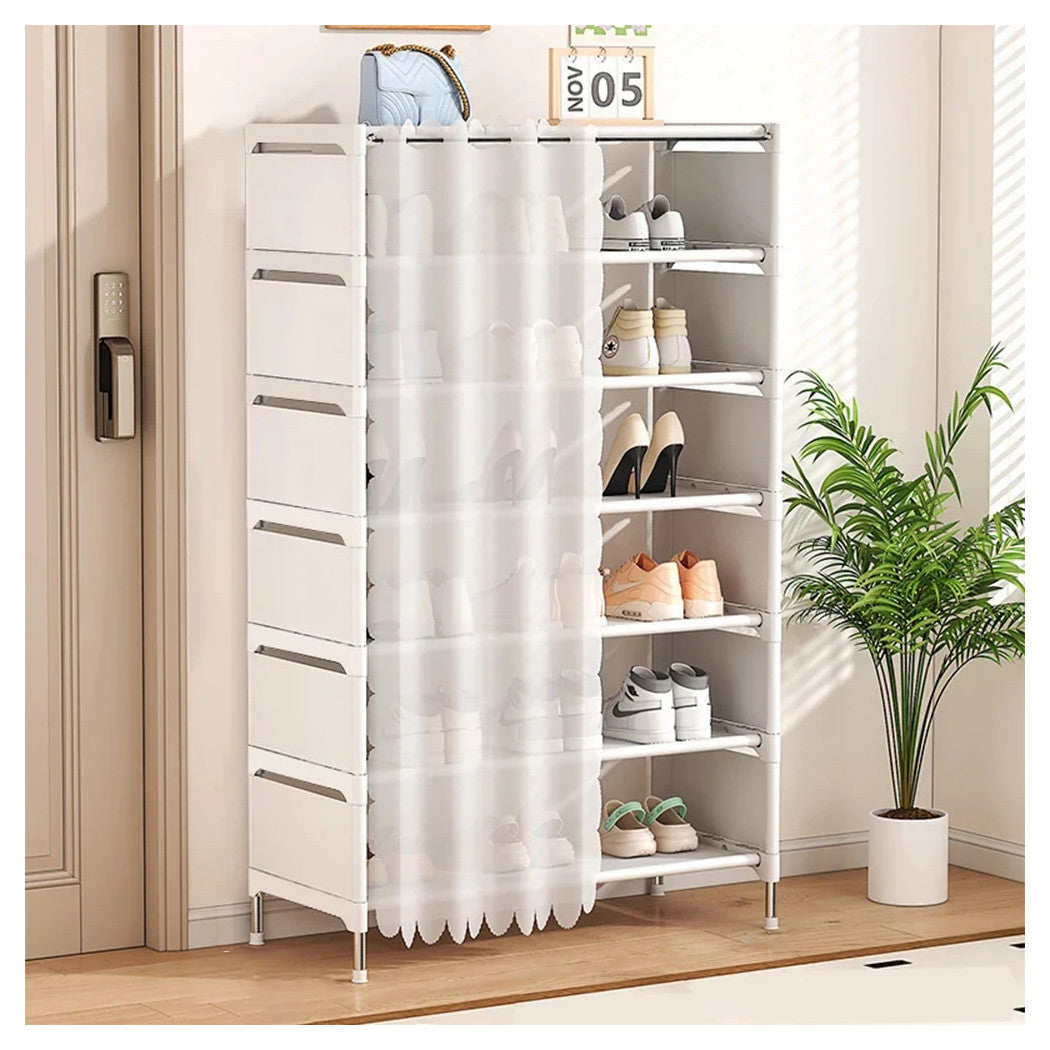 Scarpiera 7 ripiani con tende