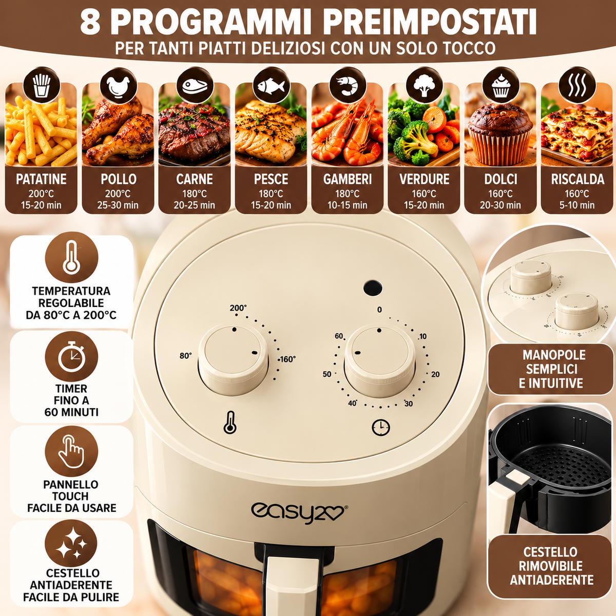 Friggitrice ad Aria Easy2 4 Litri – Cottura Sana e Croccante